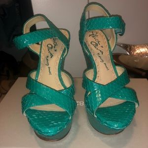 Aqua Blue Alice & Olivia Wedges